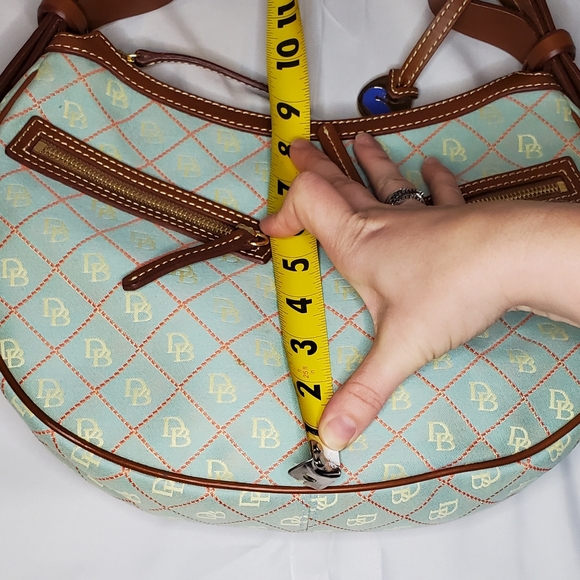 Dooney & Bourke leather and teal canvas watermelon hobo purse - Picture 5 of 10